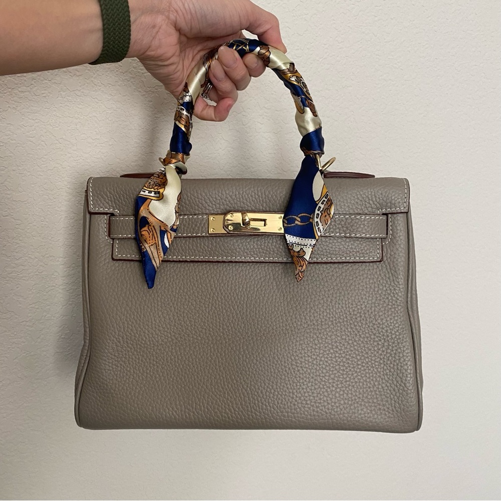 Real Leather Gray Etoupe 28CM Kelly Satchel Bag **Missing Strap